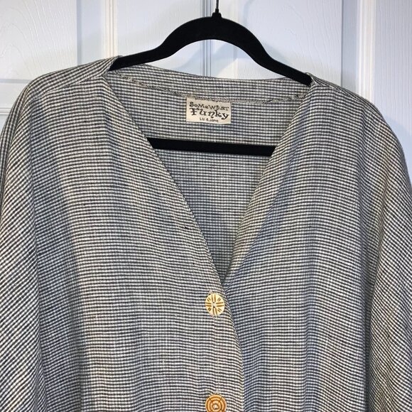 Somewhat Funky Women's Oversized 100% Linen Jacket Size S M Lagenlook Beachy USA - Picture 3 of 7